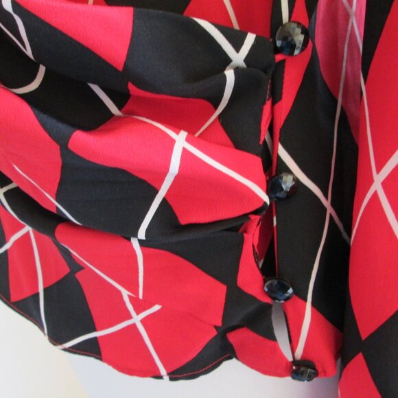 Size 8 Kevan Hall Couture 100% Silk Black and Red Skirt Suit - Picture 7 of 13